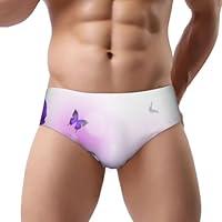 Algopix Similar Product 17 - Butterfly Purple Flowers Mens Swim