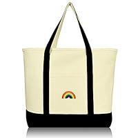 Algopix Similar Product 15 - DALIX Cute Rainbow Tote Bag Reusable