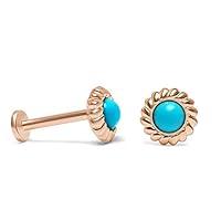 Algopix Similar Product 7 - 14K Solid Gold Braided Turquoise Stud