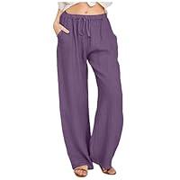 Algopix Similar Product 17 - Womens Linen Wide Leg Pants Summer