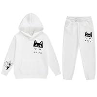 Algopix Similar Product 1 - Girls Fashion Sweatsuits Cute Cat Print