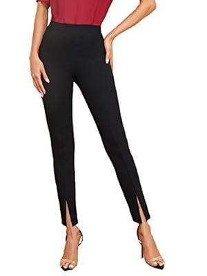 high SweatyRocks Women's Casual Leggings Stretchy High Waist Work Pants  Black Medium at  Women's Clothing store