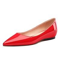 Algopix Similar Product 5 - AMBELIGHT Red Patent Comfy Flats for