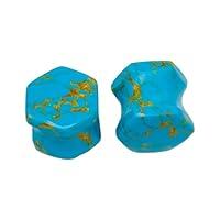 Algopix Similar Product 1 - Turquoise Crystal Hexagon Ear Plugs