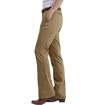 Men Bell Bottom Pants Warm Lined Retro 70s Flare Formal Dress Trousers Slim  Fit