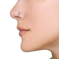 Algopix Similar Product 18 - Indian Nose Ring Gold Brass Unique