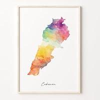 Algopix Similar Product 5 - Lebanon Watercolor Map Print Vibrant