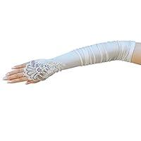 Algopix Similar Product 13 - ZaZa Bridal Gathered Satin Fingerless