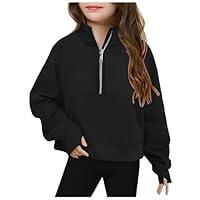 Algopix Similar Product 4 - Girls Half Zip Sweatshirt Collar