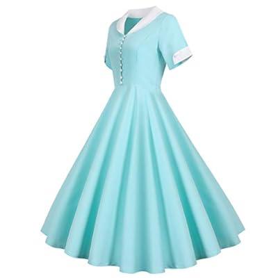 Vintage Dresses for Women 1950s Long Sleeve Plaid Retro Swing