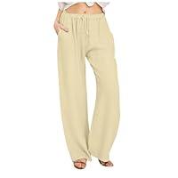 Algopix Similar Product 13 - Womens Linen Wide Leg Pants Summer