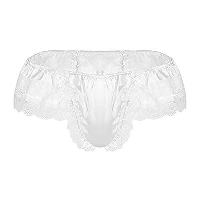 Mens Ruffled Lace Satin Briefs Sissy Pouch Panties Crossdress Lingerie  Underwear