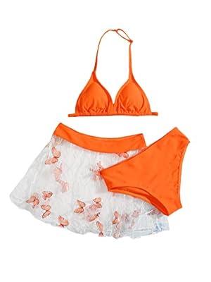 Best Deal for SheIn Girl's 3 Piece Tie Dye Ruffle Trim Halter