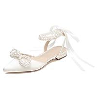 Algopix Similar Product 9 - Women Pearl Flat Wedding Shoes Closed