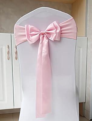 WASIRL Satin Chair Sashes Bows 50 Pcs Chair Ribbon Sashes For Wedding Party Reception Events Banquets Hotel Event Chairs Decoration(Gold
