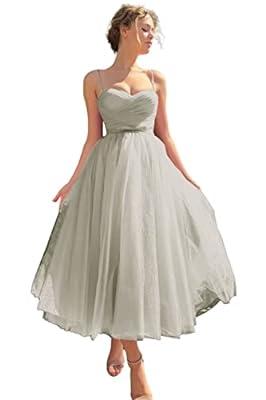Best Deal for Basgute Women's Tea Length Tulle Prom Dresses 2023 Corset