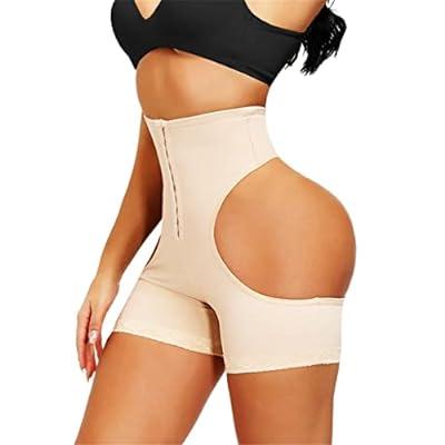 Brown Large Size High Waist Plus Size Butt Lifter With Hooks