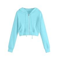 Algopix Similar Product 7 - Womens Crop Tops Zip Up Hoodies Teen