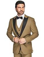 Algopix Similar Product 10 - HUUTOE Tan Suit Men 3 Piece Mens Slim