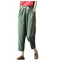 Algopix Similar Product 5 - MITCOWBOYS Linen Loose Pants Women