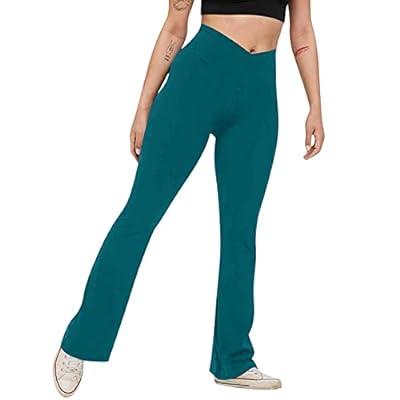 Flare Leggings, Crossover Yoga Pants with Tummy Control, High
