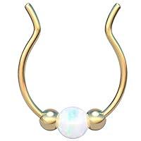 Algopix Similar Product 10 - Clip On Septum Ring  White Opal Thin