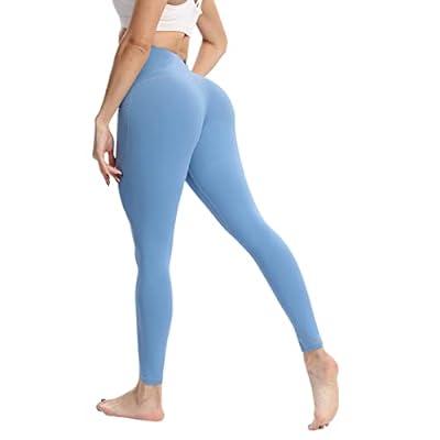 Women's High Waist Solid Color Tight Fitness Yoga Pants Nude Hidden Yoga  Pants Tietoc 