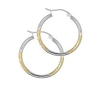 Algopix Similar Product 2 - TousiAttar Two Tone Diamond Cut Hoop