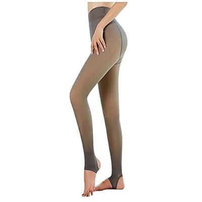 Women Winter Warm Fleece Lined Tights Fake Translucent Nude Pantyhose Tummy  Control Thicken Fleece Thermal Opaque Leggings
