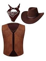 Algopix Similar Product 2 - JEYPINMI Kids Brown 3Pcs Cowboy Cowgirl