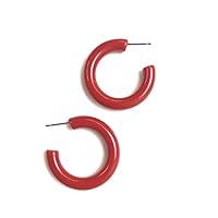 Algopix Similar Product 9 - Fire Engine Red Hoop Earrings  Vintage