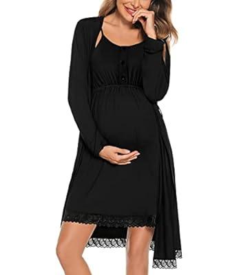 2 in 1 Baby Be Mine Maternity Nursing Nightgown Nightdress Hospital Bag  Must Have, Pregnancy Breastfeeding Sleeveless Night Gown For Women