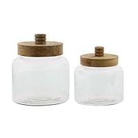Algopix Similar Product 19 - Benzara Clear Glass Wood, Set of 2 Jar