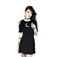 Algopix Similar Product 7 - Crescent Moon  Cold Shoulder Gothic