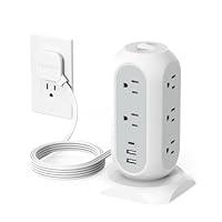 Algopix Similar Product 11 - Tower Power Strip Flat Plug with 11