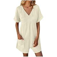 Algopix Similar Product 14 - Short Rompers for Women 2024 V Neck