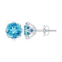 Algopix Similar Product 14 - Swiss Blue Topaz Solitaire Earrings in