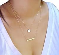 Algopix Similar Product 2 - Bar and Small Disc Layering Necklaces