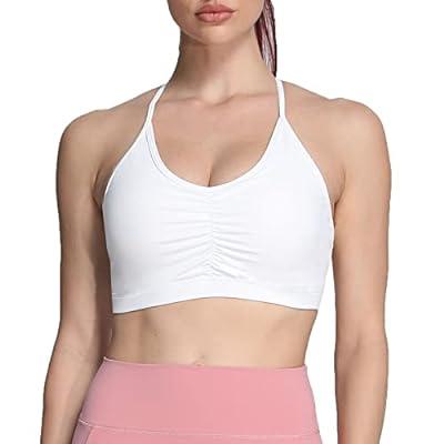 Aoxjox Women's Workout Sports Bra with Crossed Back Straps and Padding