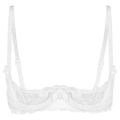 Best Deal for YOOJIA Women's Sheer Lace Lingerie 1/4 Cup Push Up