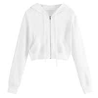 Algopix Similar Product 15 - Long Sleeve Crop Top Zip Up Hoodie