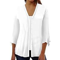 Algopix Similar Product 10 - White XL 34 Sleeve Tunic Tops for