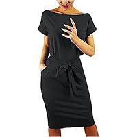 Algopix Similar Product 14 - Summer Solid Dress Basic Crewneck