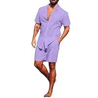 Algopix Similar Product 17 - Generic Men Linen Sets Outfits 2 Piece