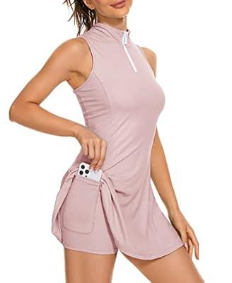 Womens Exercise Workout Dress with Built-in Shorts Sleeveless