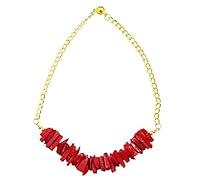 Algopix Similar Product 11 - Red Coral Necklace with Large Gold Chain