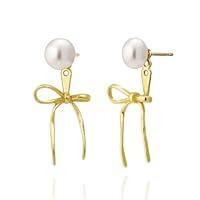 Algopix Similar Product 18 - 18K Gold Bow Knot Stud Earrings for