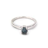 Algopix Similar Product 8 - Raw Blue Diamond Solitaire Ring