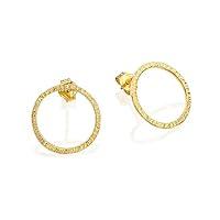 Algopix Similar Product 8 - Delicate Hammered Gold Circle Earrings