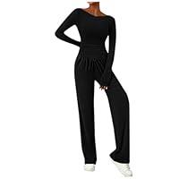 Algopix Similar Product 6 - Wide Leg Pants Tracksuit Set 2 Piece